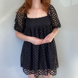 Black & navy polka dot babydoll style dress